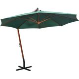 The Living Store Hangende Parasol Groen - Grenenhouten paal 350cm - UV-bestendig