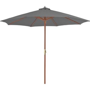 Sonnenschirm mit Holz-Mast 300 cm Anthrazit - Gartenschirm - Sonnenschirm - Holzschirm - Outdoor Möbel - Terrassenmöbeln - The Living Store