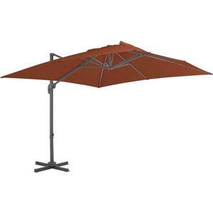 The Living Store Zweefparasol met aluminium paal 400x300 cm terracottakleurig - Hangende Parasol - Tuinset - Parasol - Zonnezegel - Buitenschilderij