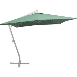 The Living Store Zweefparasol met aluminium paal 300x300 cm groen - Zonnescherming - Tuinset - Buitenleven - Parasol - Hangparasol