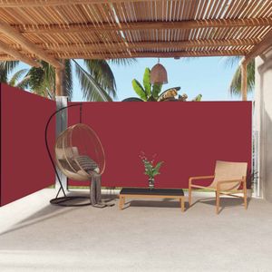 The Living Store Windscherm uittrekbaar 180x600 cm rood - Zonnescherm - Windscherm - Privacy Screen - Buitenschilderij - Terrassenscherm