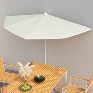 The Living Store Parasol - Zand - 180 x 90 x 195 cm - UV-beschermend polyester - Sterke stalen paal