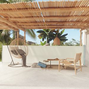 The Living Store Tuinscherm uittrekbaar 117x600 cm crèmekleurig - Zonwering - Windscherm - Privacy Screen - Terrasscherm - Balkonscherm