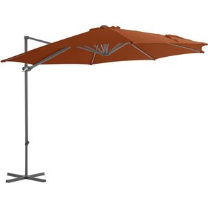 The Living Store Hangende parasol Tuin - 300x255 cm - Terracotta - UV-beschermend polyester - Stevige kruisvoet -