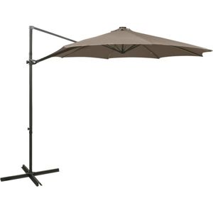 The Living Store Tuinparasol Terras Parasol - 300x255 cm - Met LED-verlichting - Taupe