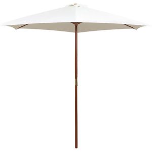 The Living Store Parasol Hout 270x270 cm - Crèmewit - UV-bestendig Polyester