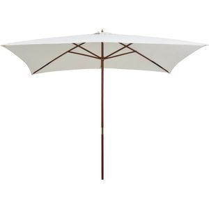 The Living Store Parasol Sunshade - 200 x 300 cm - Cream - Hardwood Frame - UV Resistant Polyester