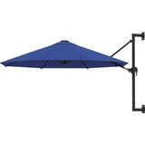The Living Store Parasol Wandmontage - 300 x 131 cm - Blauw - UV-beschermend - Met zwengelsysteem