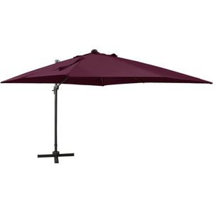The Living Store Tuinparasol Bordeauxrood 300x300x258 cm - UV-beschermend polyester - Met LED-verlichting