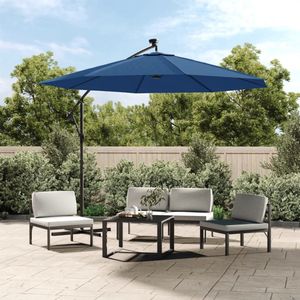 The Living Store Hangende Parasol - LED-verlichting - UV-bescherming - 300x254cm - Blauw