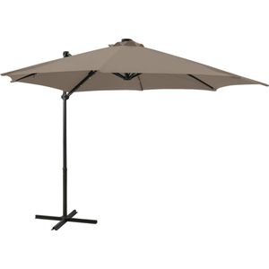 Ampelschirm mit LED-Beleuchtung 300 cm Taupe - Sonnenschirm - Markise - Gartenmöbel - Terrasse - Außenbeleuchtung - The Living Store