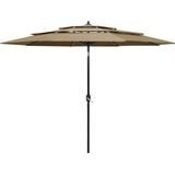 The Living Store Parasol Tuin 3-laags Taupe 300x243 cm