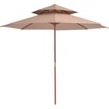 The Living Store Parasol The Living Store Tuinparasol - 270 x 256 cm - Houten frame - Polyester doek - Taupe