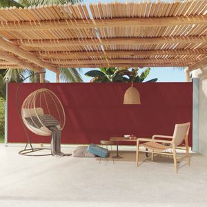 The Living Store Zijscherm Rood - 180 x (0 - 600) cm - Uv-bestendig Polyester Zonwering - Windscherm - Tuinscherm - Zijscherm - Veranda Scherm - Buitenschilderij