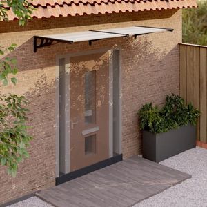 The Living Store Deurluifel 239x90 cm polycarbonaat zwart en transparant - Deurluifel - Overkapping - Zonwering - Veranda - Regenbescherming