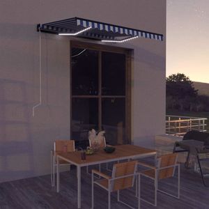 The Living Store Zonwering - Uittrekbaar - 300 x 250 cm - Waterafstotende polyester stof - LED-strip - Automatische windsensor - Grijs frame