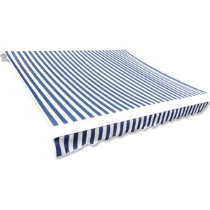 The Living Store Vervangend Luifeldoek - Blauw en wit - 380 x 295 cm - 100% Polyester - Geschikt voor luifelframes van 4 x 3 m