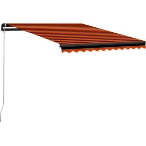 The Living Store uittrekbare zonwering - 350 x 250 cm - water- en vuilafstotend - oranje/bruine stof - grijs frame
