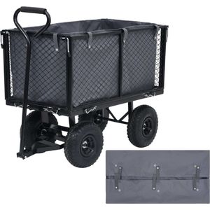 The Living Store Tuinwagenvoering - Polyester - 81x41x40 cm - Donkergrijs