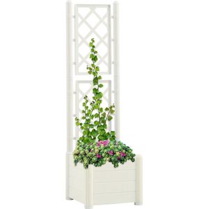 The Living Store Tuinbak met Trellis - 43 x 43 x 142 cm - PP - 30 L - Wit