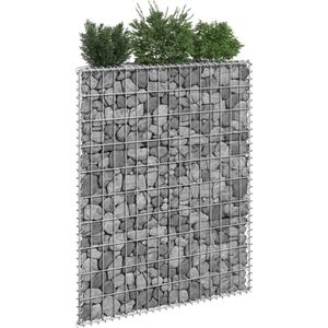 The Living Store Verhoogde Schanskorf Border 80x20x100 cm - Zilver - Gegalvaniseerd staal