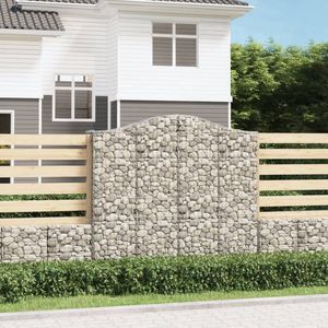 Gabionen mit Hochbogen 15Stk. 200x50x180/200cm Verzinktes Eisen - Gabionen - Gartenzaun - Gartendekoration - Stauraum - Gartenzubehör - The Living