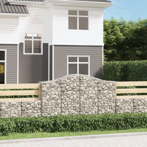 The Living Store Schanskorven 13 st gewelfd 200x50x120/140 cm ijzer - Schanskorven - Gabion - Tuinmuur - Geluidisolatie - Windscherm