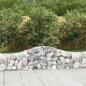 Gabionen mit Hochbogen 3 Stk. 200x30x40/60 cm Verzinktes Eisen - Gabionen - Gartendeko - Gartenzubehör - Zaun - Sichtschutz - The Living Store