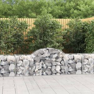 The Living Store Schanskorf gewelfd 200x50x60/80 cm gegalvaniseerd ijzer - Schanskorf - Gabion - Tuinmuur - Geluidisolatie - Tuinafscheiding