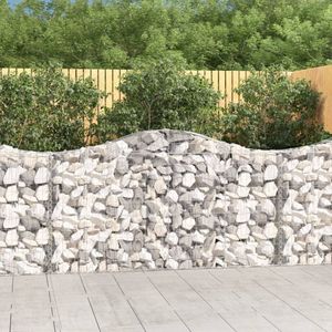 Gabionen mit Hochbogen 2 Stk. 200x30x100/120cm Verzinktes Eisen - Gabionen - Gartendeko - Gartenzubehör - Zaun - Sichtschutz - The Living Store