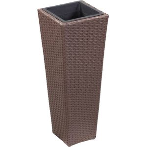 The Living Store Poly rattan Plantenbak - Bruin - 30 x 30 x 80 cm - Weerbestendig