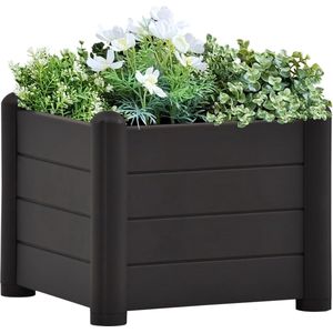 The Living Store Plantenbak verhoogd 43x43x35 cm PP antraciet - Tuinbak - Plantenbak - Elevated Planter - Anthraciete Tuinkast - Kunststof Pot