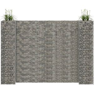 The Living Store Schanskorf Plantenbak - 260 x 40 x 180 cm - Duurzame Stalen Mand voor Stenen of Grind - Zilver