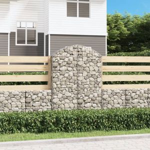 The Living Store Schanskorf gewelfd 100x30x140/160 cm gegalvaniseerd ijzer - Schanskorf - Tuinbarrière - Geluidsisolatie - Gabionmuur - Sierhekwerk