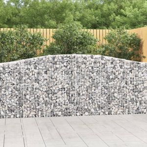 Gabionen mit Hochbogen 20Stk. 400x30x100/120cm Verzinktes Eisen - Gabionen - Gabionenwand - Gartendeko - Eisen - Ziergarten - The Living Store