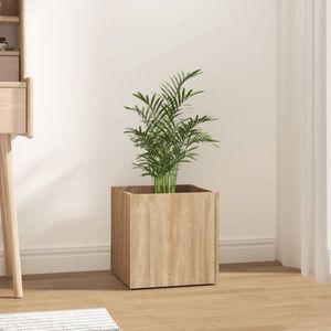 The Living Store Plantenbak 40x40x40 cm bewerkt hout sonoma eiken - Plantenbak - Houten Plantenbak - Balkon Planter - Binnen Plantenbak - Sierlijke Plantenbak
