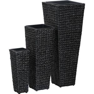 The Living Store Plantenbakken verhoogd 3 st waterhyacint zwart - Waterhyacint Plantbak - Bloembakken - Sierplanten - Kamerplanten - Verticale Tuin