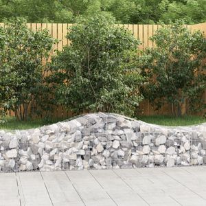 The Living Store Gabion Schanskorf - 200x50x40/60 cm - Geluidsisolerend - Gegalvaniseerd ijzer - 12 stuks