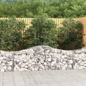 The Living Store Schanskorf gewelfd 200x50x60/80 cm gegalvaniseerd ijzer - Schanskorf - Gabion - Tuinbarrière - Sierhekwerk - Buitenaanleg