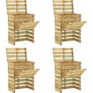 The Living Store Tuincompostbakken 4 st 80x50x100 cm geïmpregneerd grenenhout - Tuincompostbak - Compostbak - Compostsysteem - Groene Bewoning - Tuininrichting