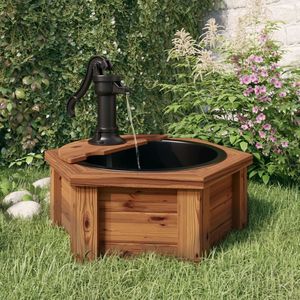 The Living Store Waterfontein met pomp 57x57x53 cm massief vurenhout - Tuinfontein - Hout Fontein - Vuren Fontein - Buitenfontein - Waterspel