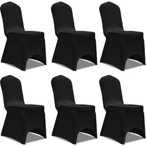 Stoelhoes Stretch Zwart (6 stuks) - Stretch Stoelhoes - Stoelhoes Zwart - Stoelhoesjes - Tuinstoelhoezen - Feeststoelen