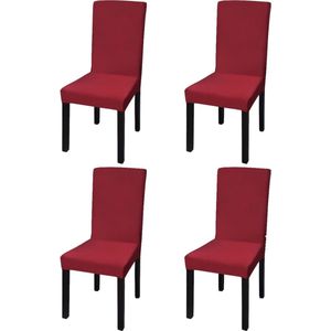 The Living Store Stretch-Stuhlhussen Gerade 4 Stk. Bordeaux - Hussen - Rot