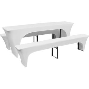 The Living Store Tafelhoezen - Stretchstof - Wit - 220 x 70 x 80 cm - Set van 1