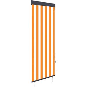 The Living Store Tuinrolgordijn - Balkon/Tuin/Terras - 60x250 cm - 100% polyester - UV/hitteblokkerend - Wit/Oranje