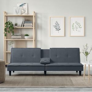 The Living Store - Schlafsofa mit Getränkehaltern Dunkelgrau Samt - Sofa - Schlafsofa - Gästebett - Wohnzimmersofa - Samtsofa