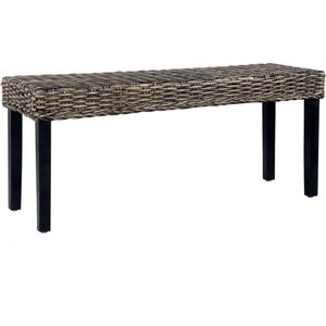 The Living Store Rattan Kubu Bank - Eetkamer - 110 x 35 x 45 cm - zwart