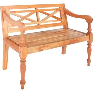 The Living Store Bank Batavia 98 cm massief mahoniehout lichtbruin - Houten Bank - Salontafel - Bankstel - Vintage Bank - Moderne Bank