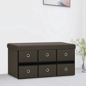 Faltbank mit Stauraum Dunkelbraun 76x38x38 cm Leinenoptik - Aufbewahrungsbox - Bank Mit Stauraum - Wohnzimmermöbel - Flurbank - Kommode - The Living