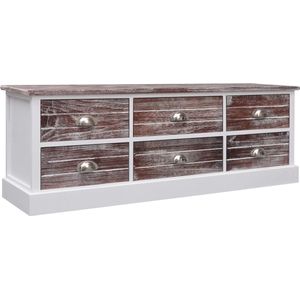 The Living Store Halbankje Rustiek Hout - 115 x 30 x 40 cm - 6 Lades - Bruin